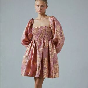 NWT Sister Jane Dream Twilight Jacquard Mini Dress | XSmall |  Pink + Gold